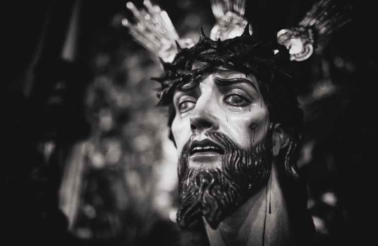 gray scale photography of jesus christ head